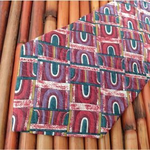 EUC BUGATTI Multicolored Geometric Patterned Rainbow 100% Silk Tie